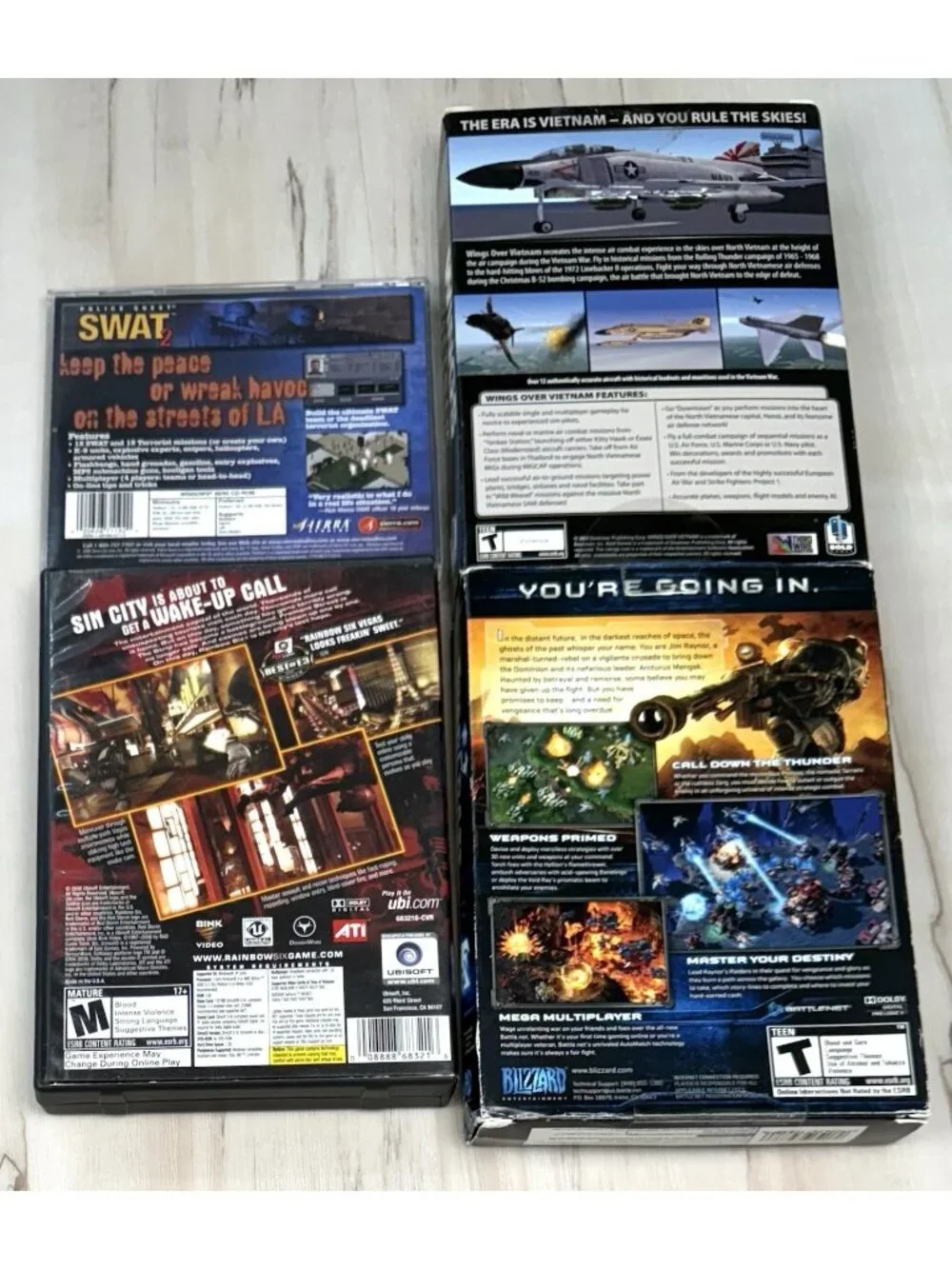 Lot 9 Windows PC Games Dawn of War Rainbow Six StarCraft Star Wars Swat 2 Wings